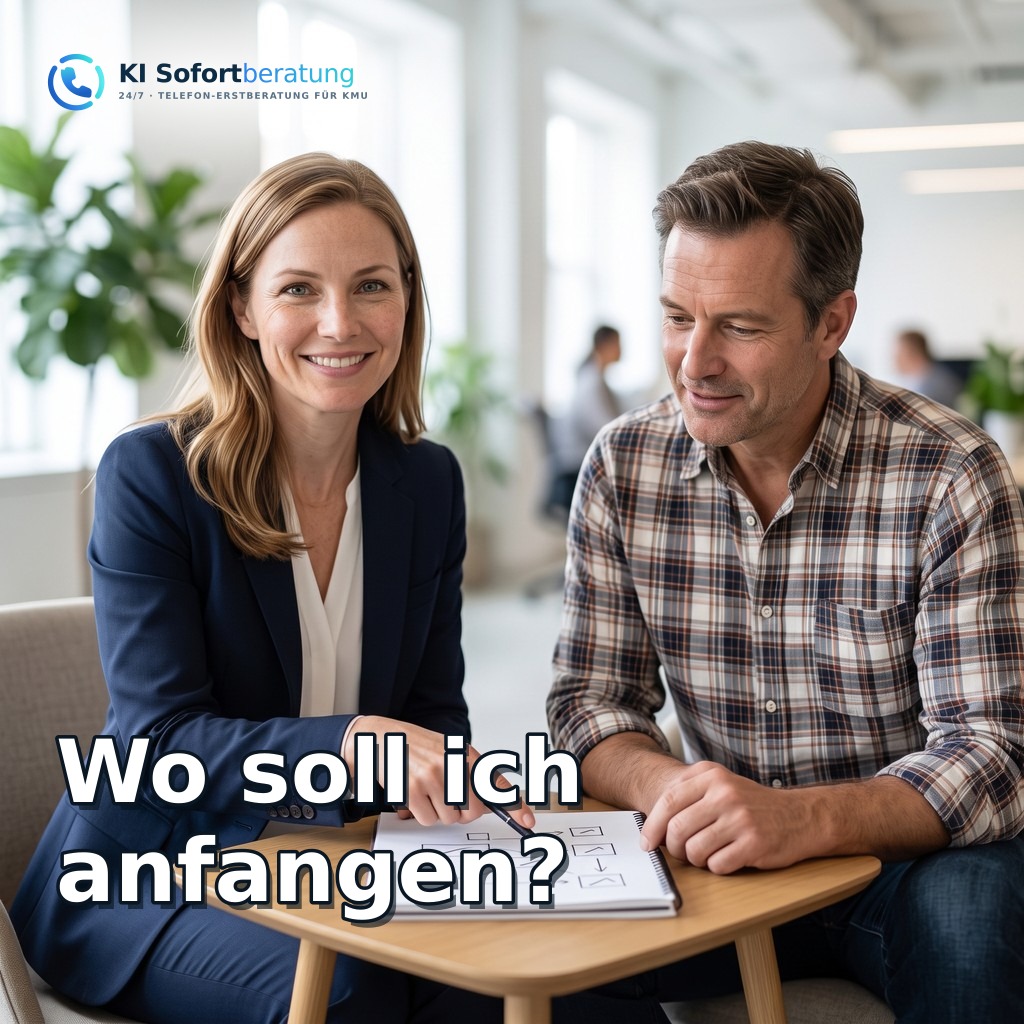 Anna von KI Sofortberatung im Gespräch mit einem Unternehmer über die ersten KI-Schritte
